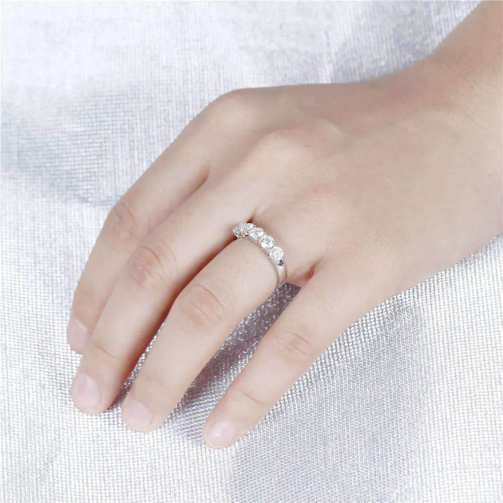 Doveggs five stone moissanite /lab grown diamond wedding band-2.4mm band width