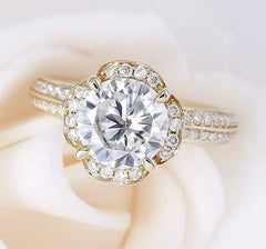 Doveggs half eternity paved engagement ring only semi-mount only(Exclusively to DovEggs Stones)
