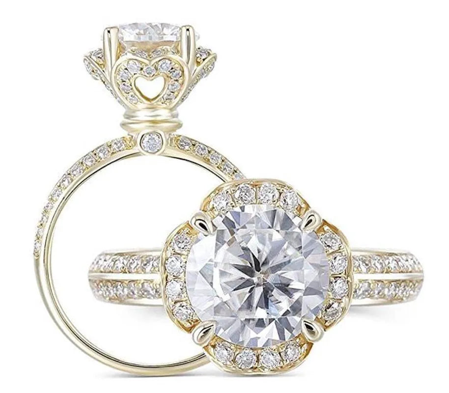 Doveggs half eternity paved engagement ring only semi-mount only(Exclusively to DovEggs Stones)