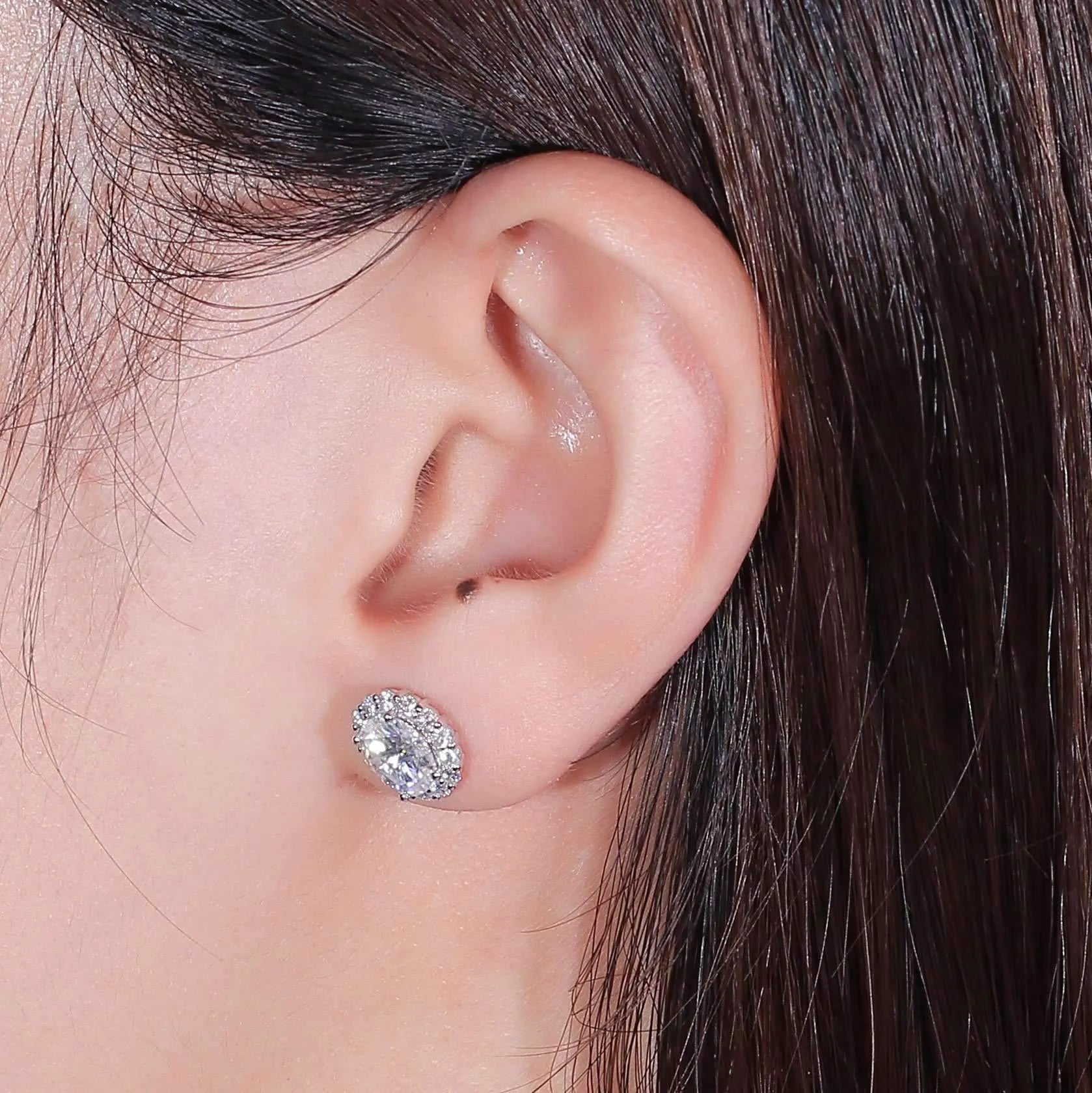 Doveggs oval moissanite studs push back earrings for women