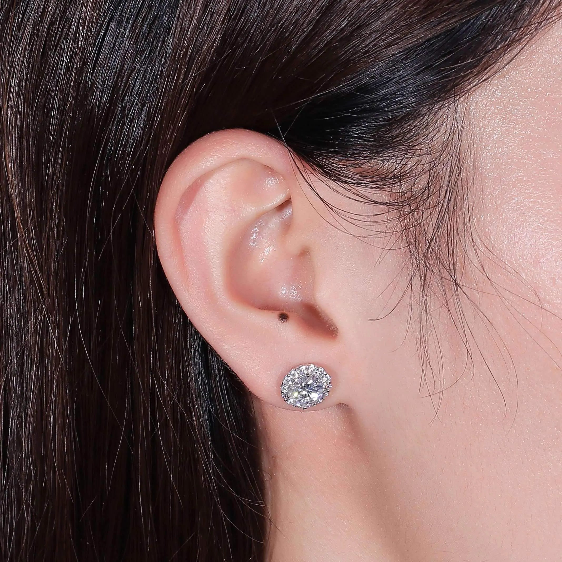 Doveggs oval moissanite studs push back earrings for women