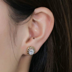 Doveggs flower shape oval moissanite stud earrings for women