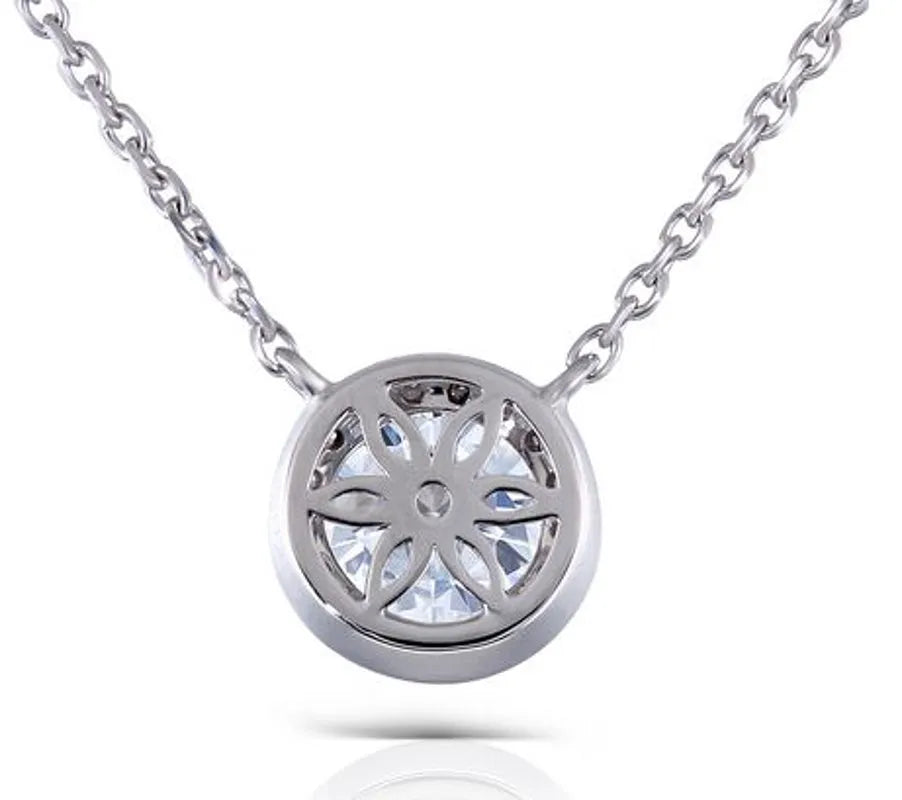 Doveggs round halo moissanite pendant necklace