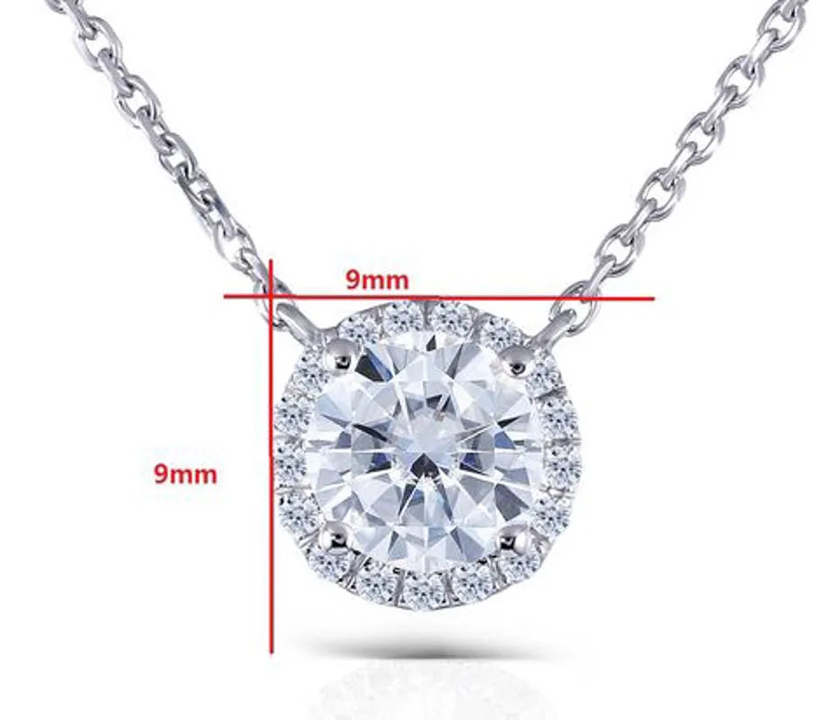 Doveggs round halo moissanite pendant necklace