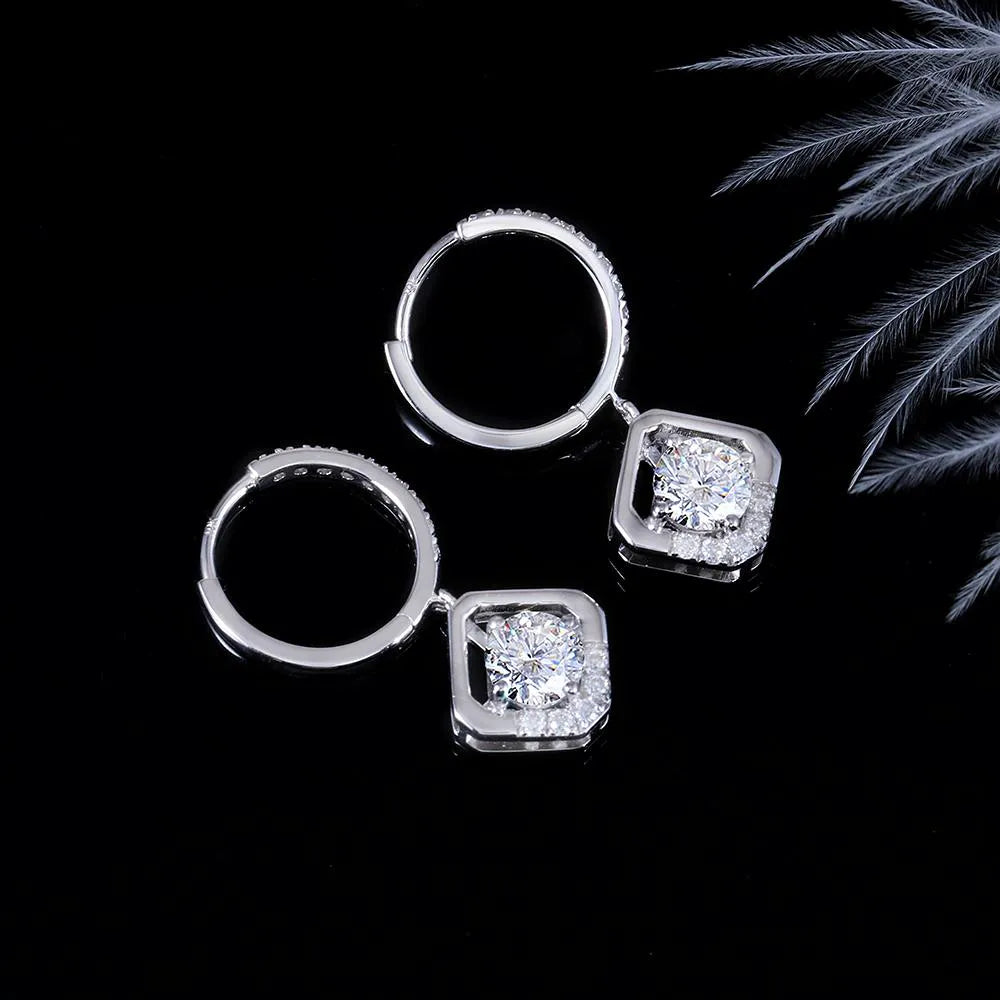 Doveggs art deco round moissanite hoop earring