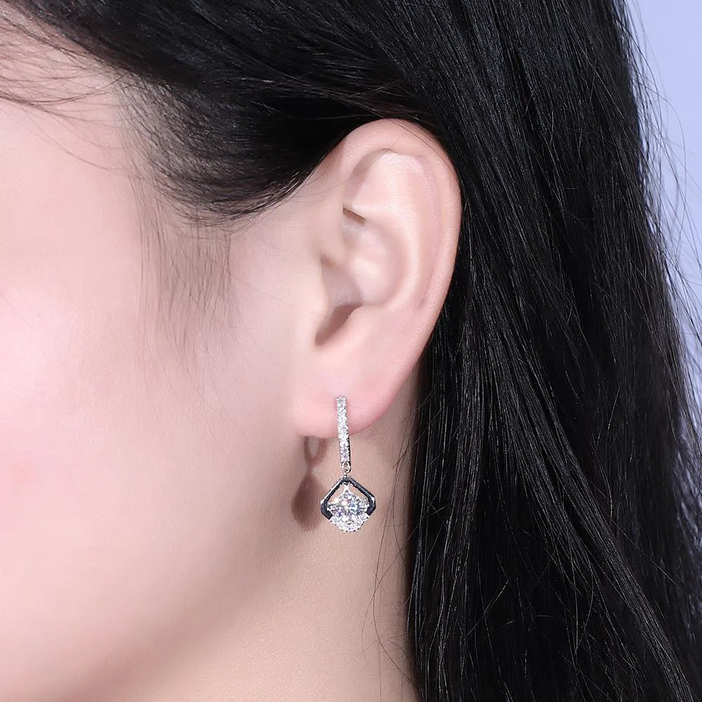 Doveggs art deco round moissanite hoop earring