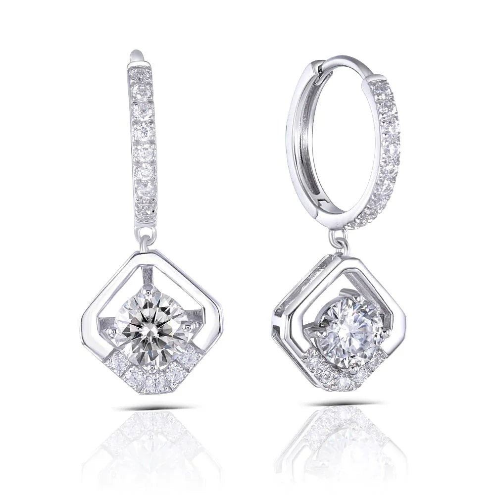 Doveggs art deco round moissanite hoop earring