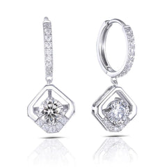 Doveggs art deco round moissanite hoop earring