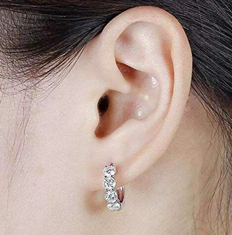 Doveggs 2 carat round moissanite/lab grown diamond hoop earrings for women