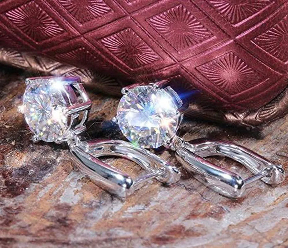 Doveggs round solitaire moissanite hoop earrings