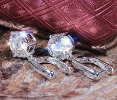 Doveggs round solitaire moissanite hoop earrings
