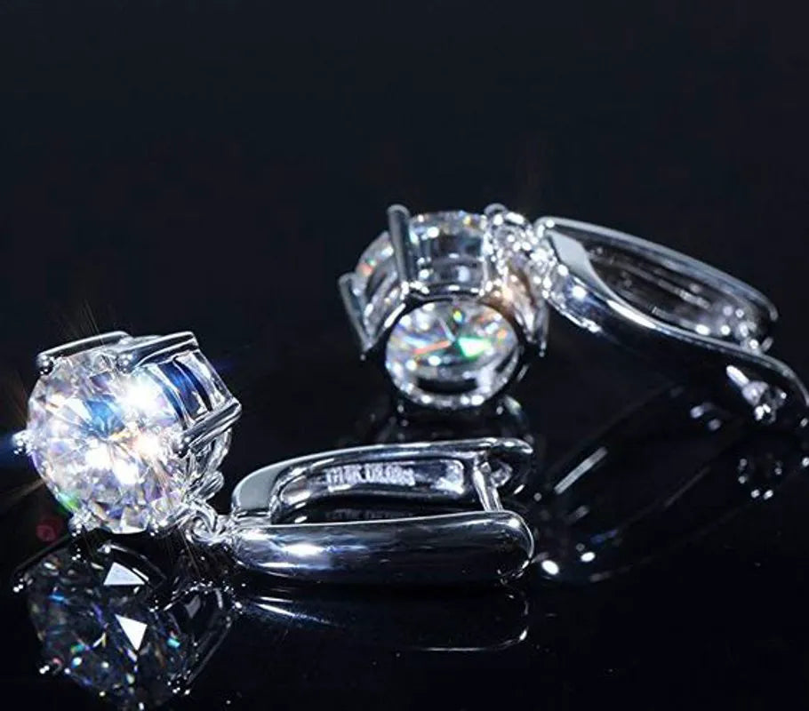 Doveggs round solitaire moissanite hoop earrings