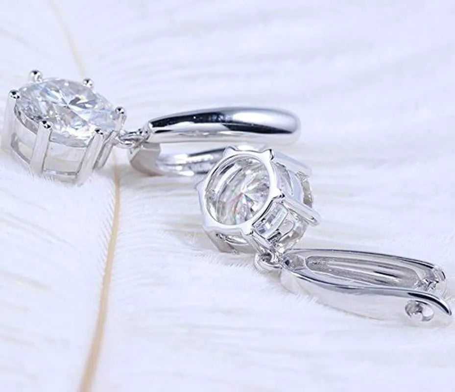 Doveggs round solitaire moissanite hoop earrings