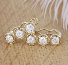 Doveggs three stone round moissanite hoop earrings