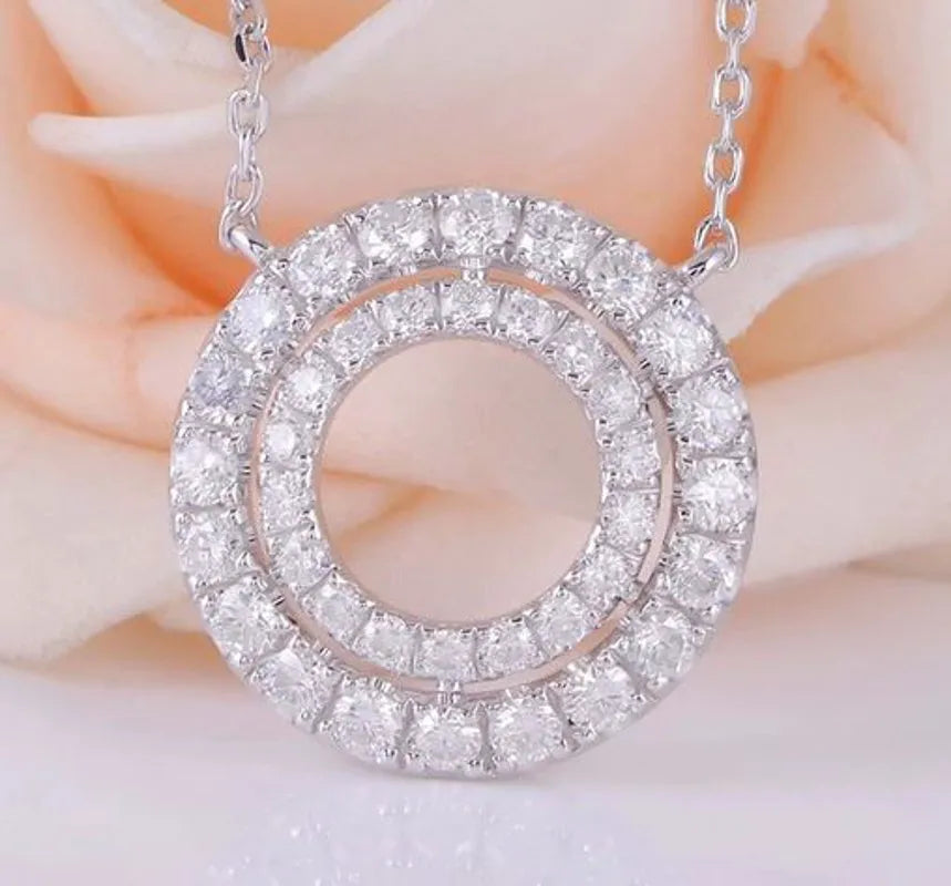 Doveggs round moissanite/lab grown diamond pendant necklace for women