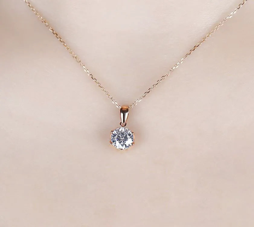 Doveggs round moissanite pendant necklace for women (pendant only)