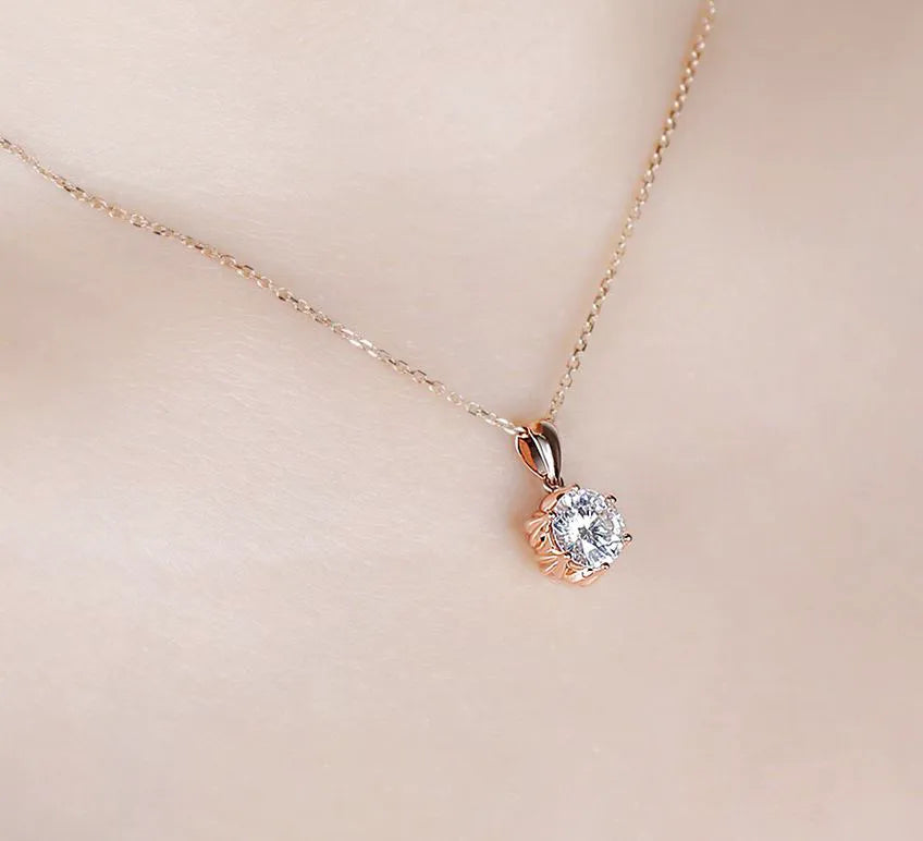 Doveggs round moissanite pendant necklace for women (pendant only)