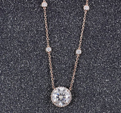 Doveggs round halo moissanite pendant necklace for women