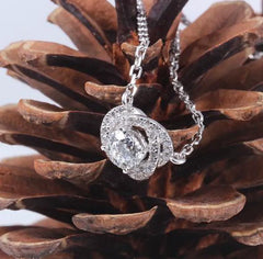 Doveggs round halo moissanite pendant necklace for women