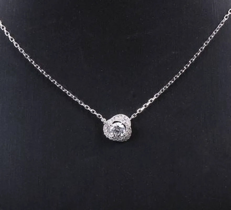 Doveggs round halo moissanite pendant necklace for women