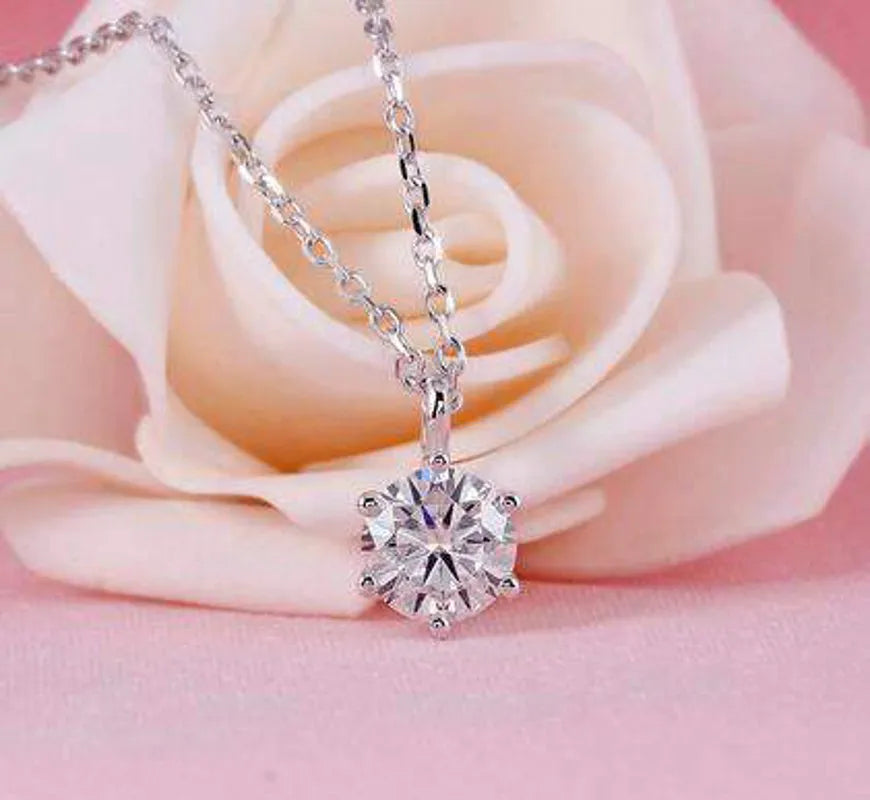 Doveggs round brilliant moissanite pendant necklace for women (pendant only)