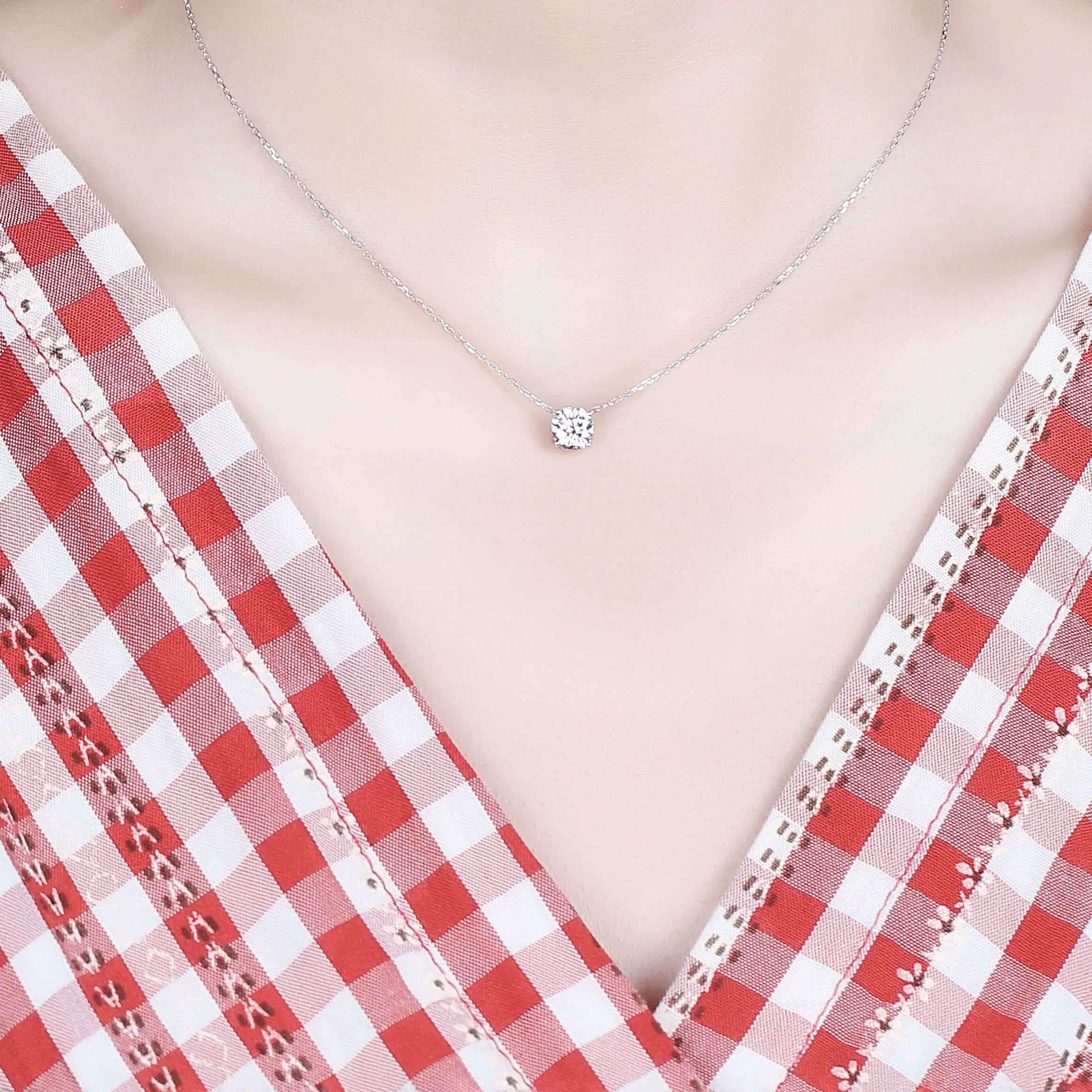 Doveggs octagon solitaire brilliant moissanite pendant necklace