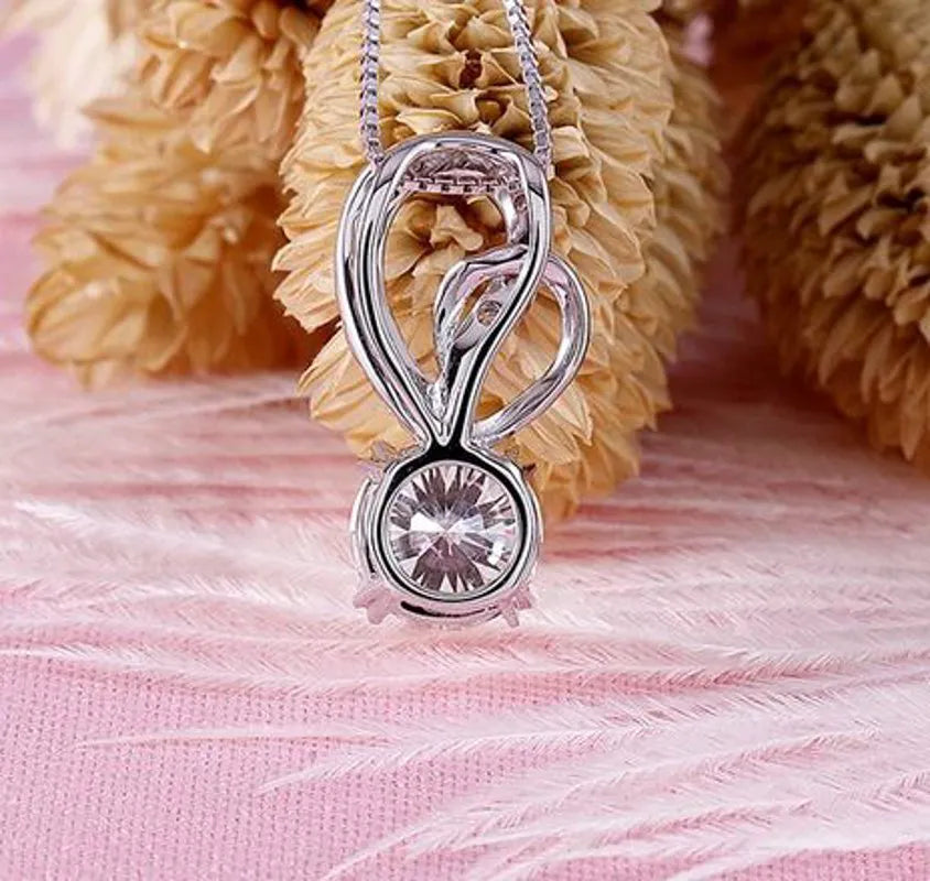 Doveggs round moissanite pendant necklace with accents (pendant only)