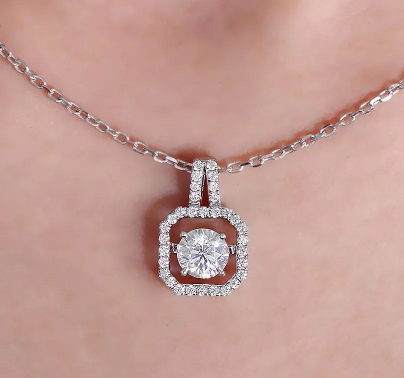 Doveggs art deco round moissanite pendant necklace (pendant only)