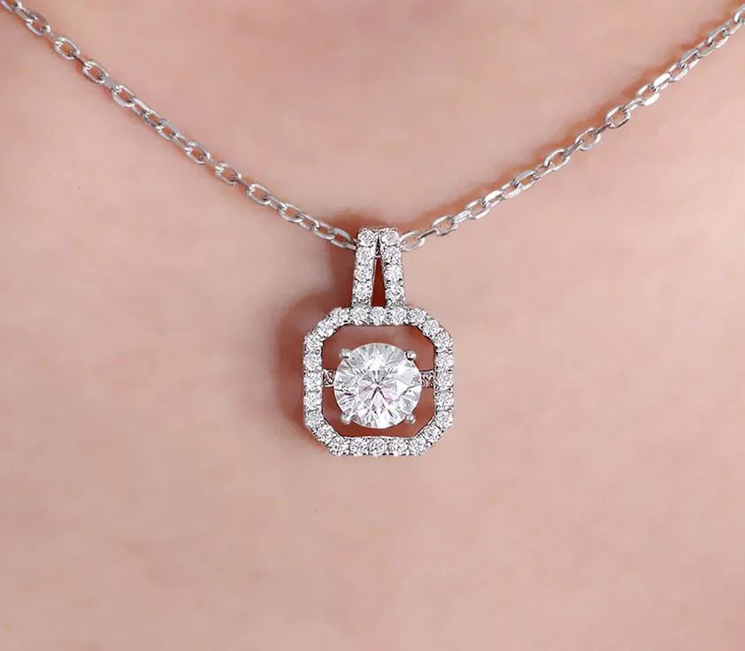 Doveggs art deco round moissanite pendant necklace (pendant only)