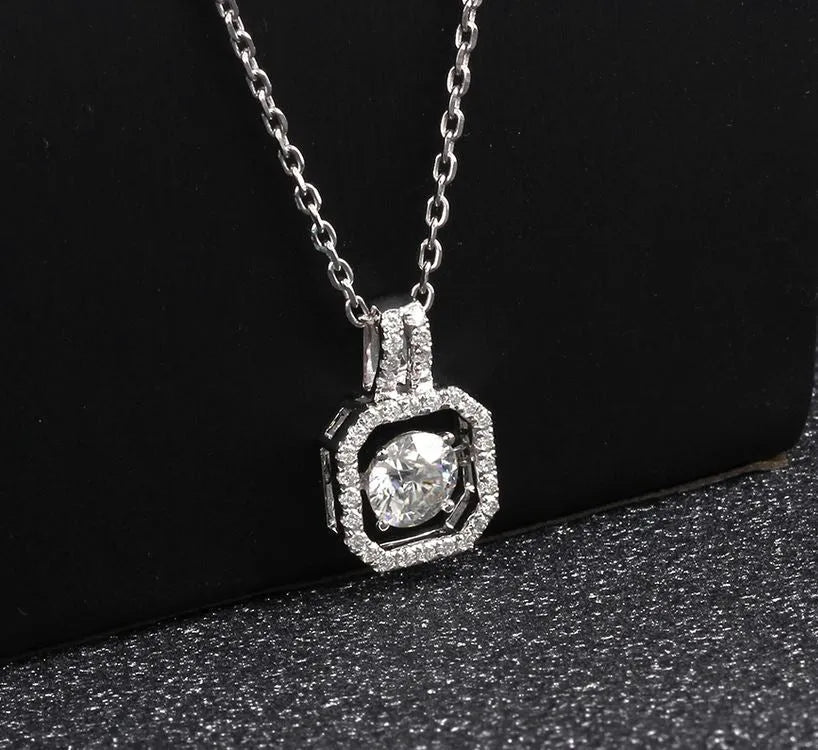 Doveggs art deco round moissanite pendant necklace (pendant only)