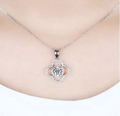 Doveggs round flower shape halo moissanite pendant necklace (pendant only)