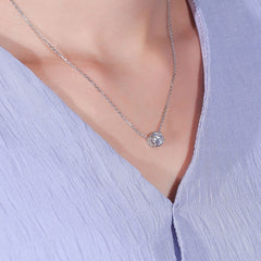 Doveggs oval cut halo moissanite pendant necklace