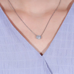 Doveggs oval cut halo moissanite pendant necklace