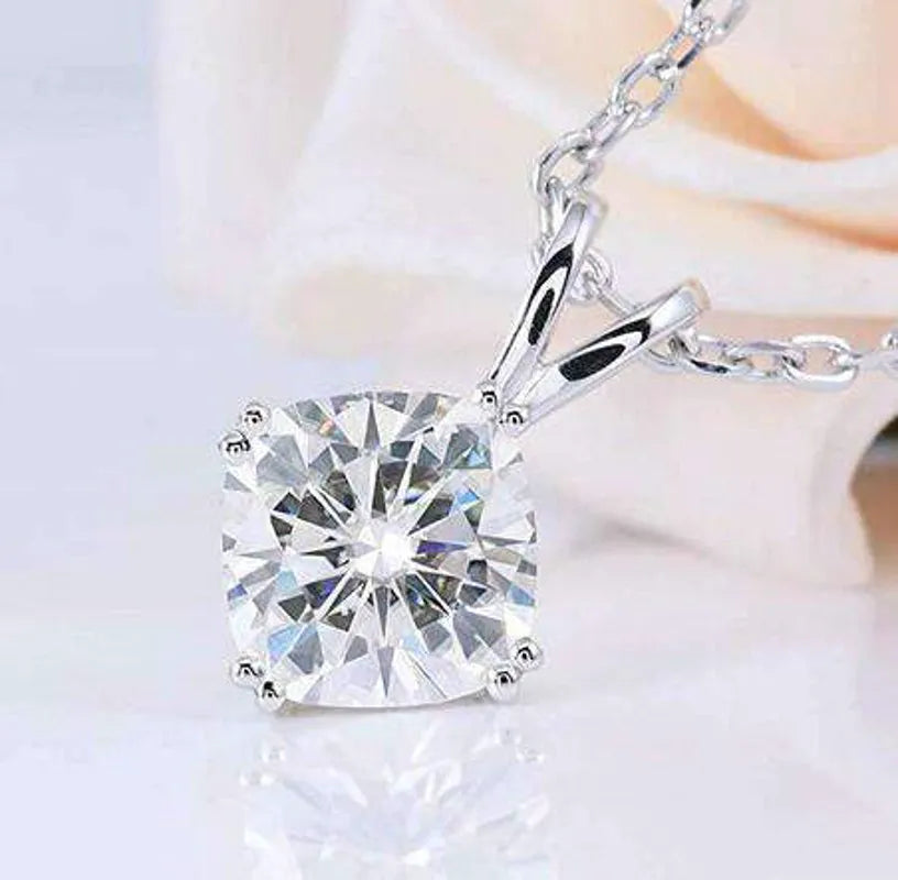 Doveggs double prongs cushion moissanite pendant necklace for women (pendant only)