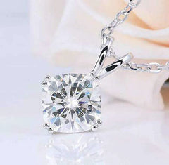Doveggs double prongs cushion moissanite pendant necklace for women (pendant only)
