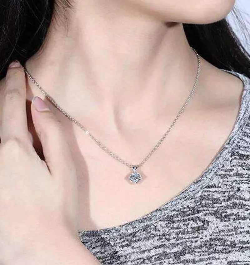 Doveggs double prongs cushion moissanite pendant necklace for women (pendant only)
