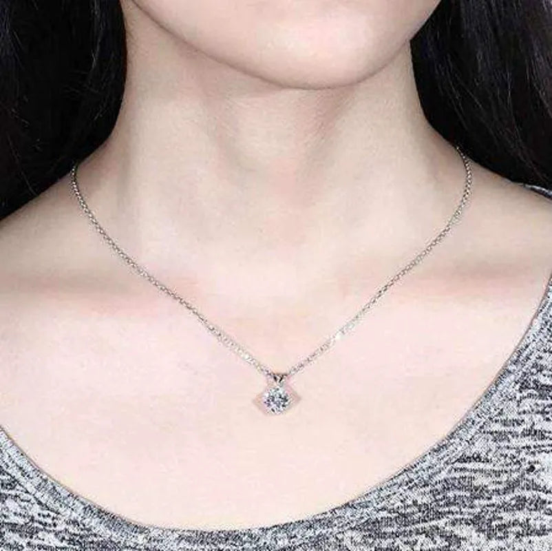 Doveggs double prongs cushion moissanite pendant necklace for women (pendant only)