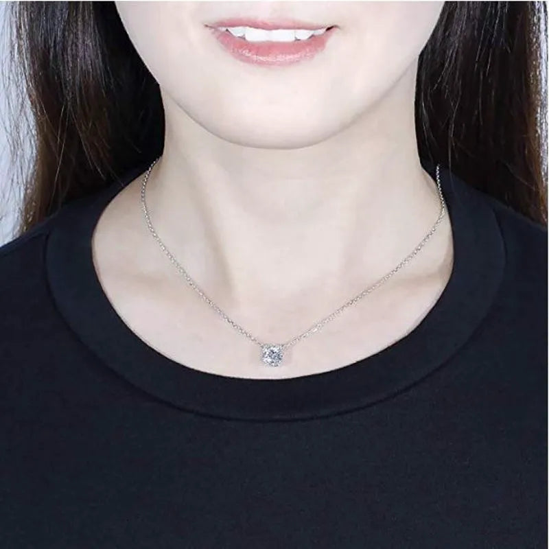 Doveggs solitaire cushion moissanite pendant necklace for women