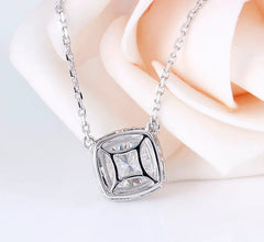 Doveggs cushion halo pendant necklace with chain
