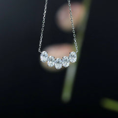 Doveggs 2.5 carat oval cut five stone moissanite pendant necklace for women