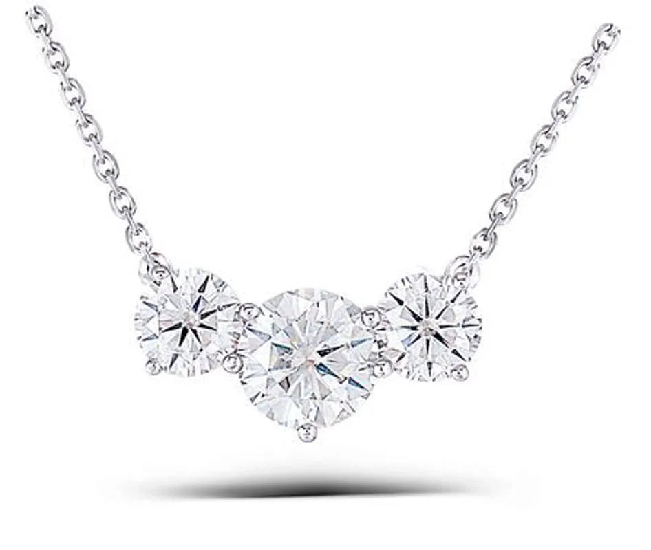 Doveggs 2 carat three stone moissanite pendant necklace for women