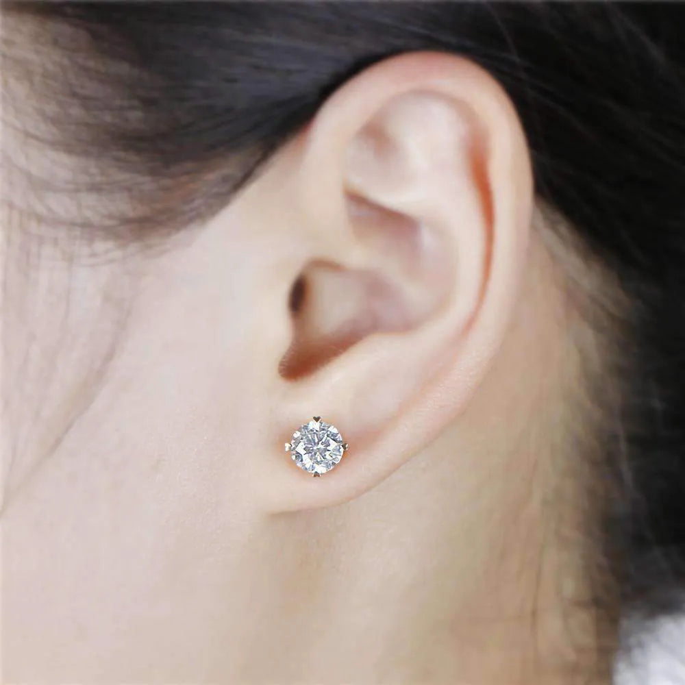 Doveggs solitaire round moissanite stud earrings for women
