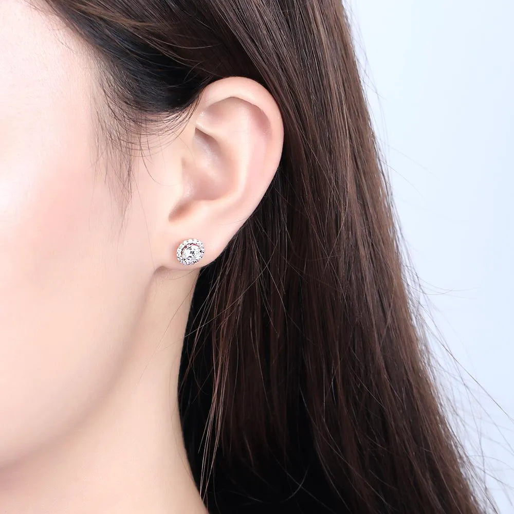 Doveggs jacket round moissanite stud earrings for women