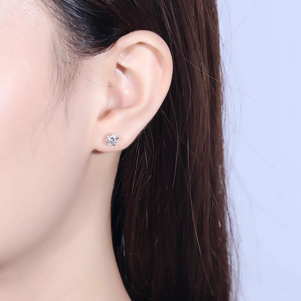 Doveggs jacket round moissanite stud earrings for women