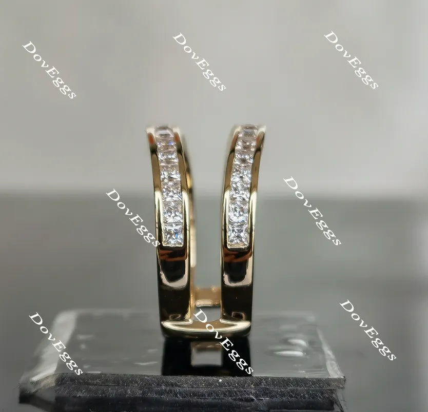 Doveggs princess moissanite/lab grown diamond wedding band/enhancer-8.1mm band width