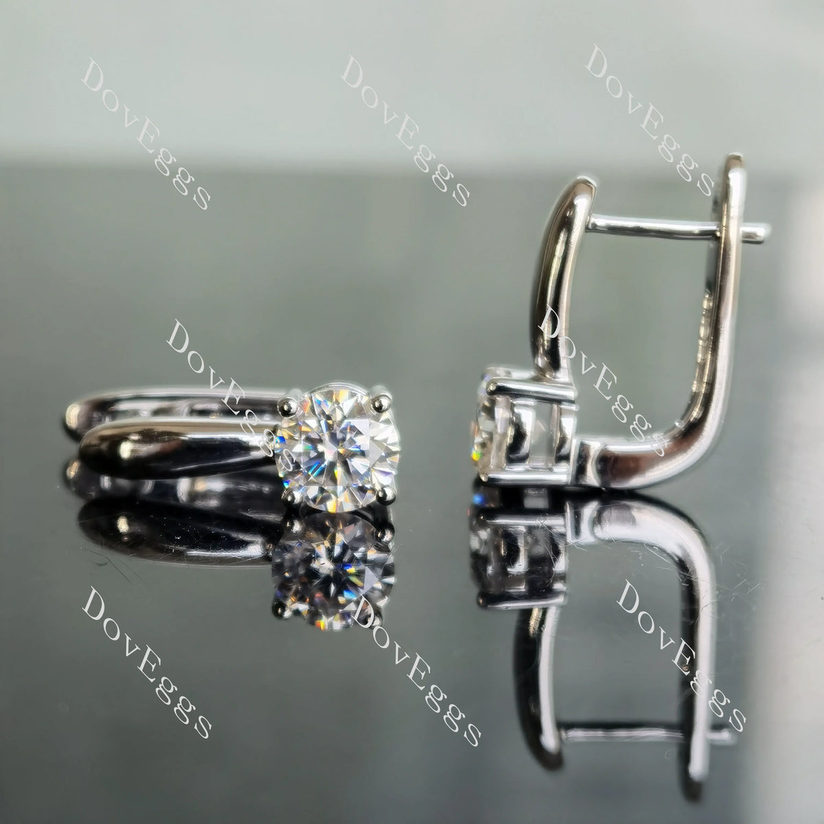 Doveggs solitaire round moissanite hoop earrings