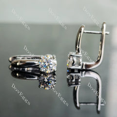 Doveggs solitaire round moissanite hoop earrings
