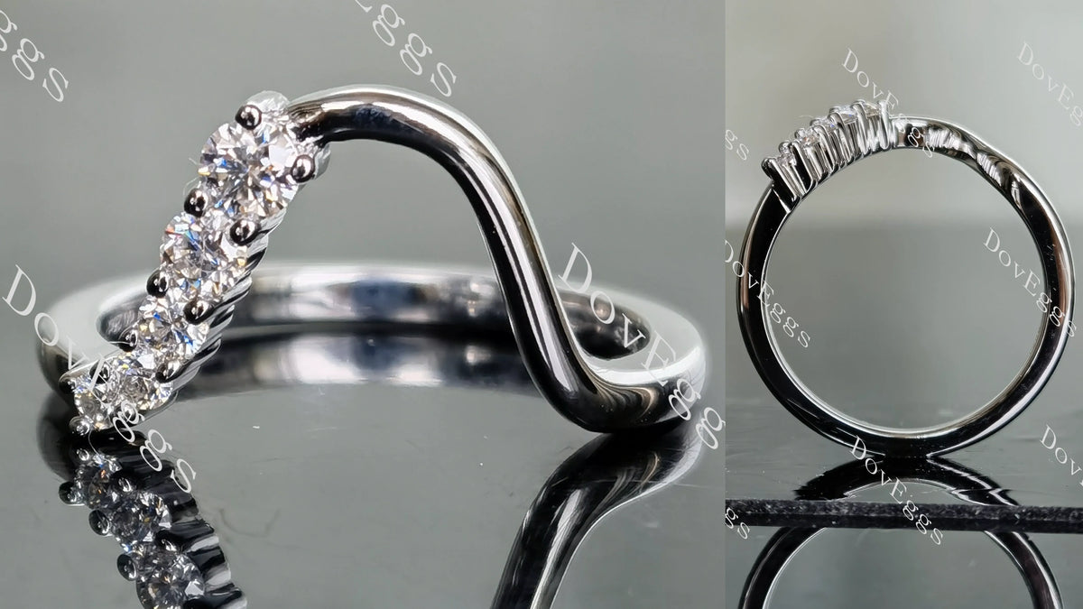 Doveggs round five stones curved moissanite/lab grown diamond wedding band-2.0mm band width