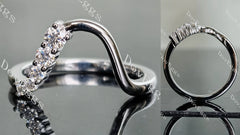 Doveggs round five stones curved moissanite/lab grown diamond wedding band-2.0mm band width