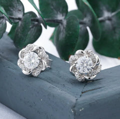 Doveggs studs push back round moissanite earrings